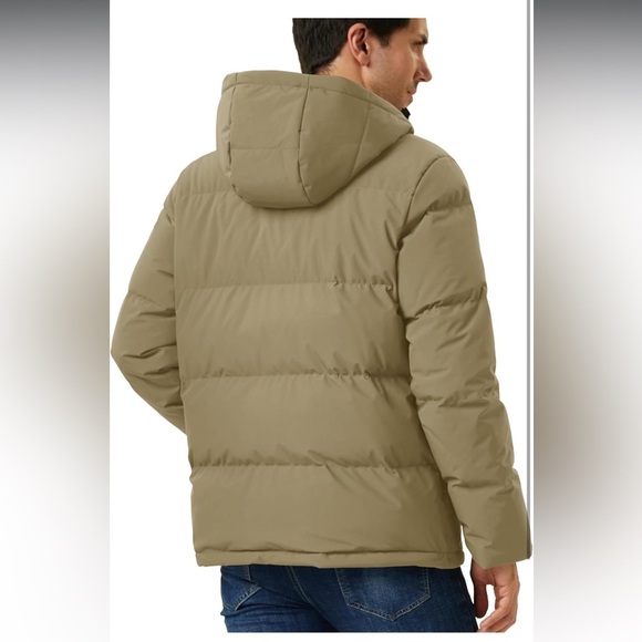 NWT Magcomsen Men’s Khaki Puffer Jacket Full Zip Up Windproof Winter Jacket - Picture 2 of 6